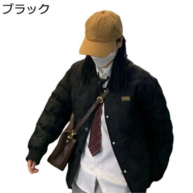 【全店10％OFFクーポン】レディース 冬服 中綿ジャケット ダウンジャケット ブルゾン ノーカラー ファスナー ダウンコート 秋 冬 厚手 防寒着 軽量 大きいサイズ 細見え スタジャン 英字柄 韓国風 菱形模様 綺麗 オフィス 登山