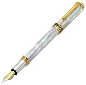 Xezo Maestro オーシャニックオリジン 虹色ホワイトマザーオブパール シリアルナンバー入り中字ペン。18金、プラチナメッキ。同じペンは2つとありません。