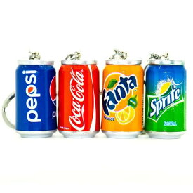 キーホルダー 飲物缶デザインキーホルダー ペプシ・スプライト・ファンタ・コカコーラ 4点セット