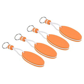 [PATIKIL] 浮きキーホルダー フローティングキーリング フローティングキーホルダー 4個入り スポーツブイキーリング 楕円形 浮力 マリンセーリング釣りカヤック オレンジ