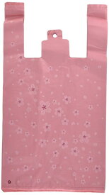 [ヘッズ] 手提げ袋 レジ袋 24×45×14cm さくら M 100枚 ピンク 和柄 和風 観光 おみやげ 春 花 フック穴付 SKR-M