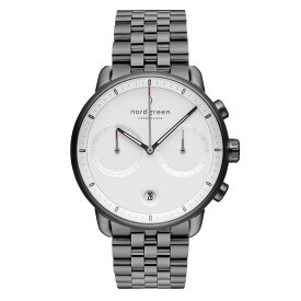 Nordgreen［ノードグリーン］Pioneer ミニマルデザイン時計 ガンメタル の42mm クロノグラフ ホワイト ダイヤル 腕時計ベルト