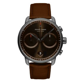 Nordgreen［ノードグリーン］Pioneer 北欧デザイン腕時計 メンズのガンメタル の42mm クロノグラフ サンレイブラウンダイヤル