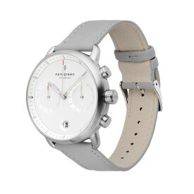Nordgreen［ノードグリーン］Pioneer 北欧デザイン腕時計 シルバー の42mm クロノグラフ ホワイト 文字盤 腕時計ベルト