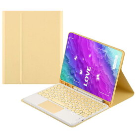 iPad Bluetoothキーボードケース 脱着式 タッチパッド搭載 かわいい丸型キーキャップ ペンシル収納 アップルペンシル充電対応 スタンド機能 薄型 手帳型 カラーアイパッドキーボードカバー 全