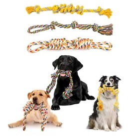 WININMETA 犬おもちゃ ロープ 犬用噛むおもちゃ 頑丈 犬ロープおもちゃ 噛む 犬用玩具 大型犬 中型犬 天然コットン 安全素材 ストレス発散 運動不足解消 訓練用 知育玩具 歯磨き玩具 三つセッ