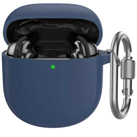 AhaStyle Bose QuietComfort Earbuds II ケース [前のLEDライトが見える] シリコンカバー 耐衝撃 メタル カラビナ付き 紛失防止 2022年発売 Bose QuietComfort Earbuds II 適用