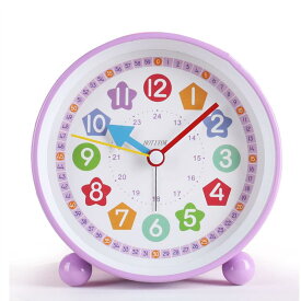 HOTIYOK 知育時計 置き時計 子供 学習時計 アナログ時計 24時間表示 補助数字付き 静音 子供用 生徒用 目覚まし時計として使用できます常夜灯付き 時計を読む練習と時間の学習に便利 直径約11