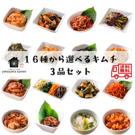 ＼キャンペーン対象商品／送料無料 16種から選べるキムチ3品セット キムチ 手作り セット 選べる 3種 お試しセット 変わり種 イカキムチ ナムルセット チャンジャ 白菜キムチ 韓国 カクテキ 水キムチ ネギキムチ 明太子　お取り寄せ 鍋
