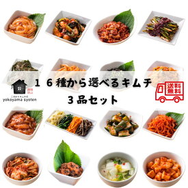 ＜送料無料＞お中元 夏ギフト 16種から選べるキムチ3品セット キムチ 手作り セット 選べる 3種 お試しセット 変わり種 イカキムチ ナムルセット チャンジャ 白菜キムチ 韓国 カクテキ 水キムチ ネギキムチ 明太子　お取り寄せ 鍋
