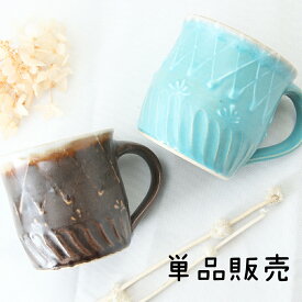 【益子焼】 マグカップ しのぎ いっちん柄 2種釉薬のマグカップ 単品1個