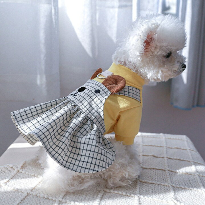楽天市場】犬服 冬 可愛い クマイラスト つなぎ スカート 犬 小型犬 犬 