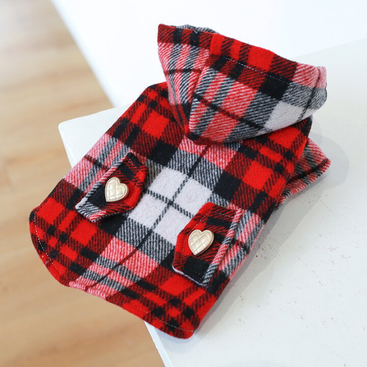 楽天市場】犬服 冬 犬 冬服 レッド 赤 コート フーディー パーカー 