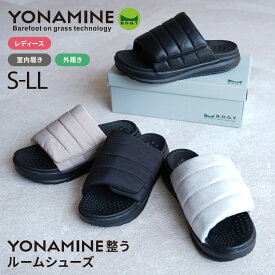 YONAMINE ルームシューズ レディース オールシーズン 厚底 ブラックPU ブラックコンビ ベージュコンビ シルバーコンビ S(22.0-22.5)〜LL(25.0-25.5) 整うサンダル 整うルームシューズ YN24011