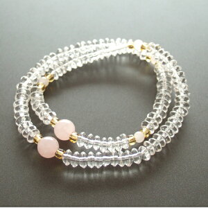 腕輪数珠 水晶108玉 ローズクォーツ仕立