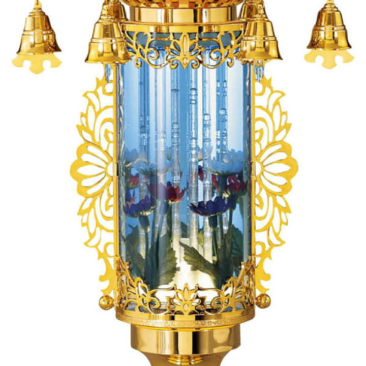 楽天市場】お盆 提灯 霊前灯（バブル灯）バブル灯鈴付ブルー 5号～11号 