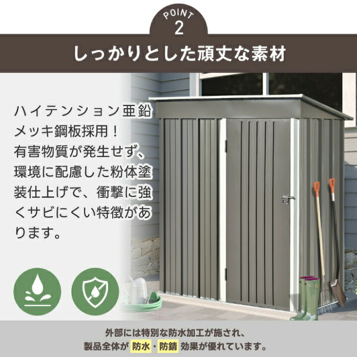 楽天市場】組立式 可動棚付き 床なし 物置 屋外 スチール 倉庫 戸外  