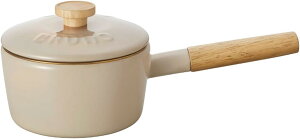 【選べる特典付】 BRUNO ブルーノ ホーロー 片手鍋 16cm 富士ホーロー 1.6L 蓋付き IH対応 鍋 ih 直火 ガス対応 フタ付 木 持ち手 天然木 木製 異素材 お手入れ簡単 ミルクパン ソースパン キッチン