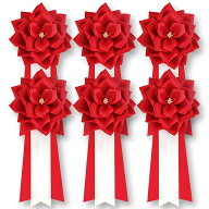 【全24色】YONEOKA RIBBON リボン記章 ( 徽章 胸章 ) 大リボンバラ タレ付き 6個セット レギュラー色（赤…