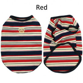 【Cinofilo】ドッグウェア マルチボーダーTシャツ SSサイズ Red 定番王冠刺繍・綿100%純国産・おしゃれ・可愛い