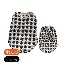【Cinofilo】 ドッグウェア COOL 強撚糸 幾何学柄 刺繍Tシャツ オレンジ Lサイズ 涼しい 日本製 かわいい おしゃれ チノフィロ