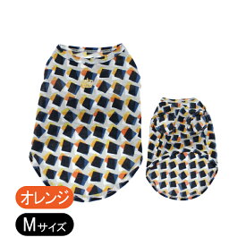 【Cinofilo】 ドッグウェア COOL 強撚糸 幾何学柄 刺繍Tシャツ オレンジ Mサイズ 涼しい 日本製 かわいい おしゃれ チノフィロ