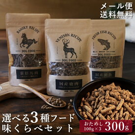 ドッグフード お試し ギフトナー 味くらべセット 100g×3袋 選べる4種 国産 犬 フード チキン 馬肉 鹿肉 魚