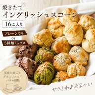 焼きたて 手作り イングリッシュスコーン 16個入り 選べるプレーン・5種ミックス 詰め合わせ 国産たまご …