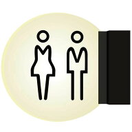 サインプレート トイレ用 男女兼用 側面取付 両面 LED発光 WCサイン アクリル製 店舗 施設 オフィス 室内用