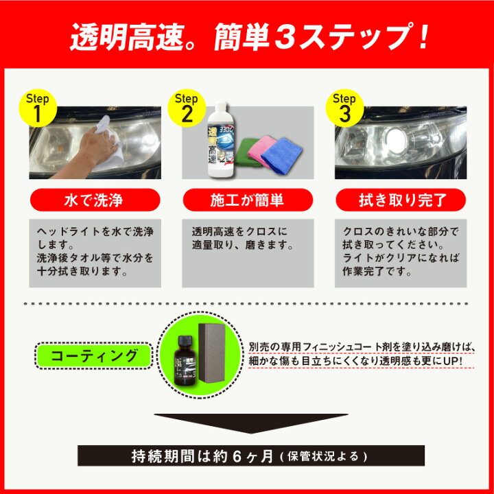 楽天市場】【送料無料】 透明高速(ヘッドライトクリーナー) 330mL 