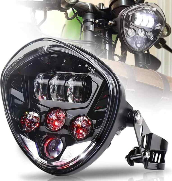 楽天市場】7インチ LEDヘッドライト ブラケット付き 最新型V型 Hi/Lo 