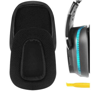 Geekria �C���[�p�b�h Comfort �݊��� �p�b�h ���W�N�[�� Logitech G533, G633, G635, G933, G935 �w�b�h�z���ɑΉ� �p�b�h �C���[/�C���[�J�b�v (���b�V���t�@�u���b�N/�u���b�N)