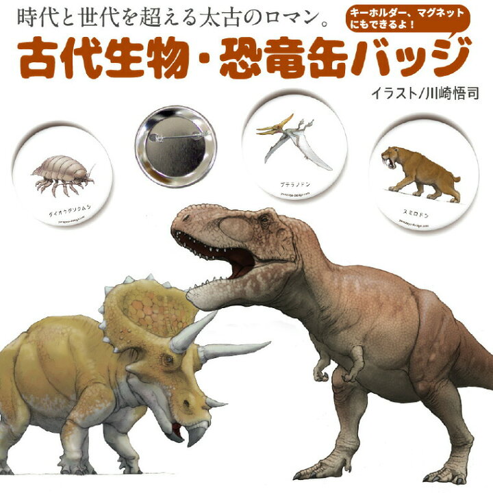 楽天市場 恐竜 古代生物 缶バッジ Or キーホルダー Or マグネット 丸型56mm ジュラシック オリジナル キーホルダー おもしろ プレゼント ギフト 土産 バレンタイン おもしろ名入れ よろずやデザイン