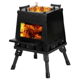 薪ストーブ 折り畳み式 キャンプストーブ Sサイズ Lサイズ アウトドアコンロ キャンプ コンパクト薪 ストーブ 屋外 焚き火台 ナイトキャンプ 網焼き 海鮮 コンロ クッキング ウッドストーブ バーベキュー 棚付き 鋳物