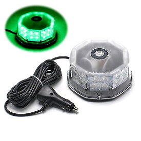 【"全商品P5倍"23日19:00〜24日限定!!】 回転灯 LED 緑 グリーン ライト パトランプ 警告灯 32LED 24v 12v 兼用 誘導車 警告ライト 脱着式 フォークリフト 強力マグネット フラッシュ 点灯8パターン シガーソケット 電源 ビーコンライト