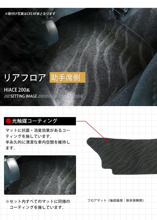 玄関先迄納品 ハイエース 0系 抗菌 消臭 専用 フロアマット 光触媒加工 ラグマット Atak Com Br