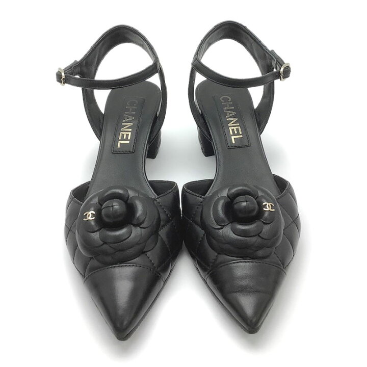 楽天市場】CHANEL シャネル パンプス ブラック レザー #36 1/2 G38365 