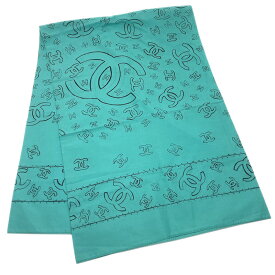 CHANEL シャネル ストール ショール コットン エメラルドグリーン ココマーク CCマーク 【中古】