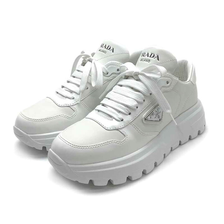 楽天市場】PRADA プラダ スニーカー レザー ホワイト #37 1E804M  