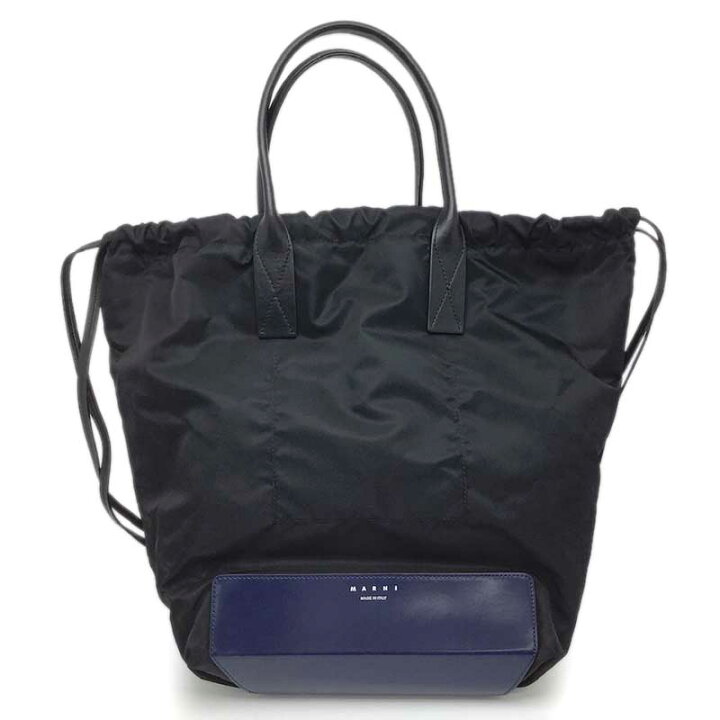 楽天市場】MARNI マルニ 巾着2WAYバッグ ナイロン レザー ブラック  