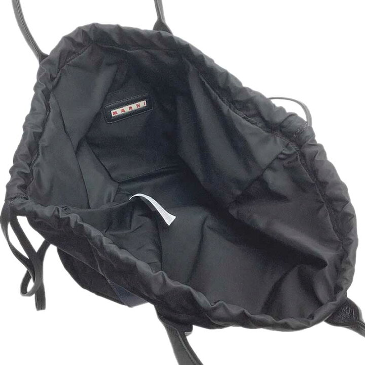 楽天市場】MARNI マルニ 巾着2WAYバッグ ナイロン レザー ブラック 
