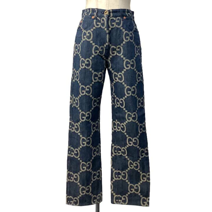 楽天市場】GUCCI グッチ GGジャンボ デニム パンツ コットン ブルー 