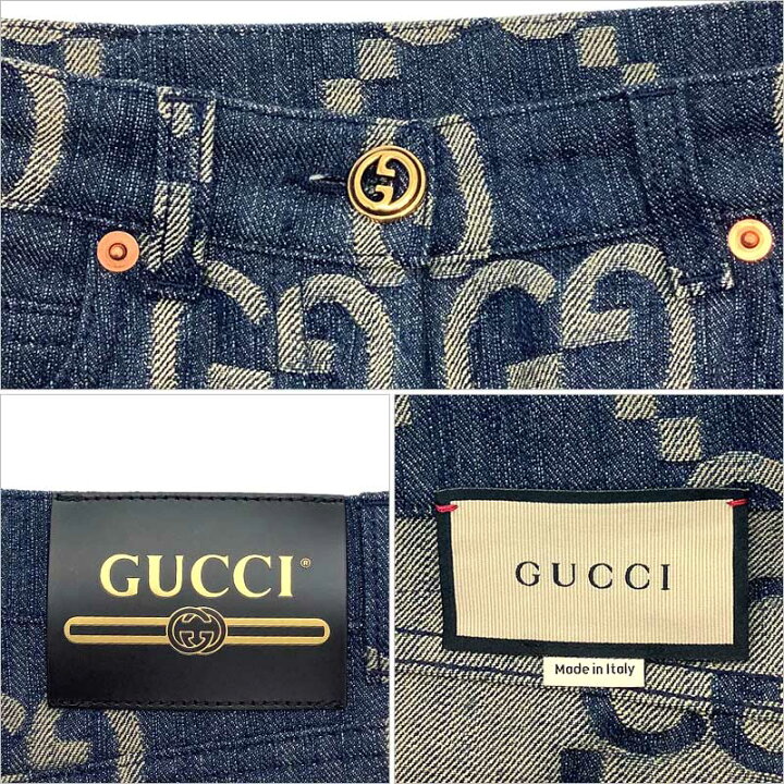 楽天市場】GUCCI グッチ GGジャンボ デニム パンツ コットン ブルー 