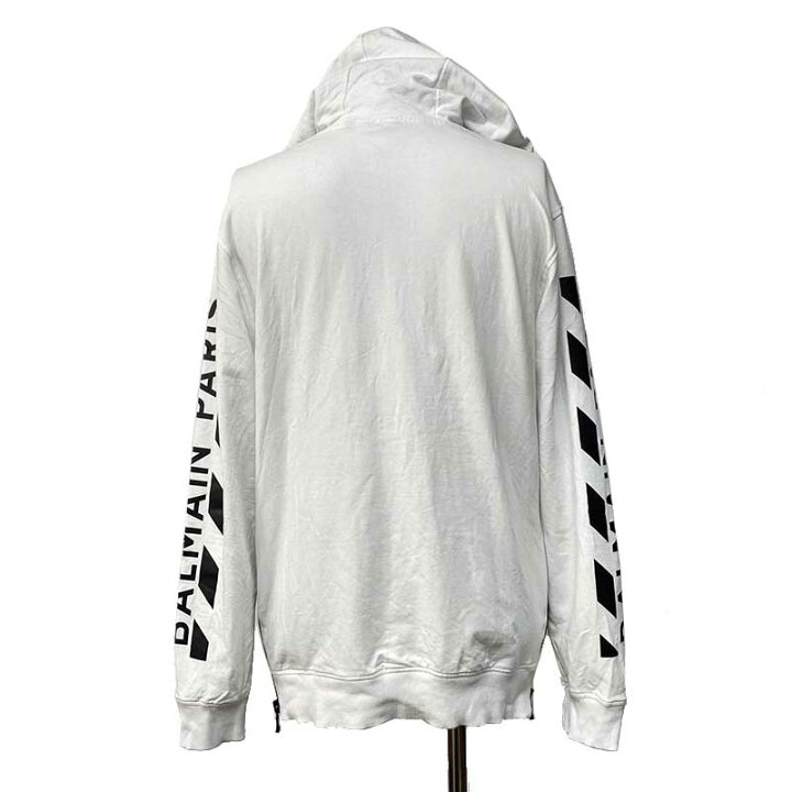 楽天市場】BALMAIN バルマン パーカー コットン ホワイト ブラック  