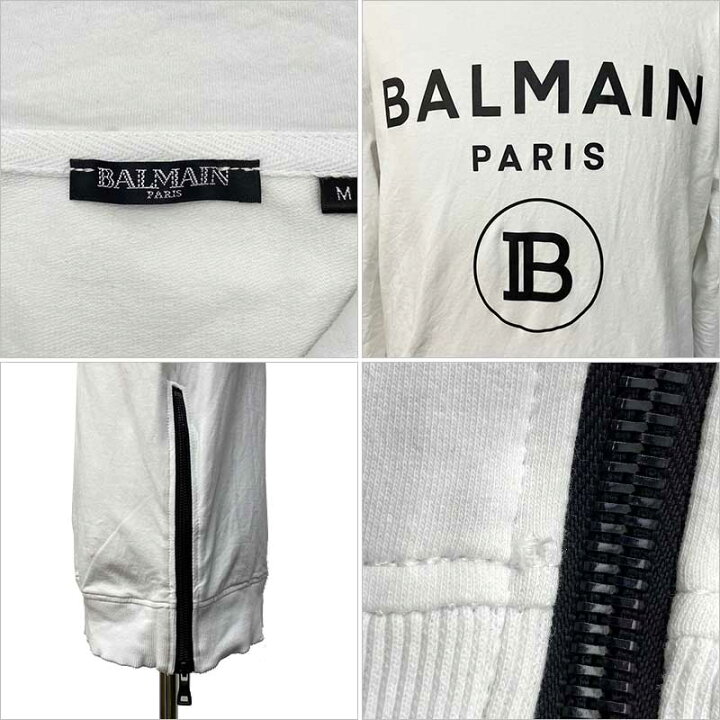 楽天市場】BALMAIN バルマン パーカー コットン ホワイト ブラック  