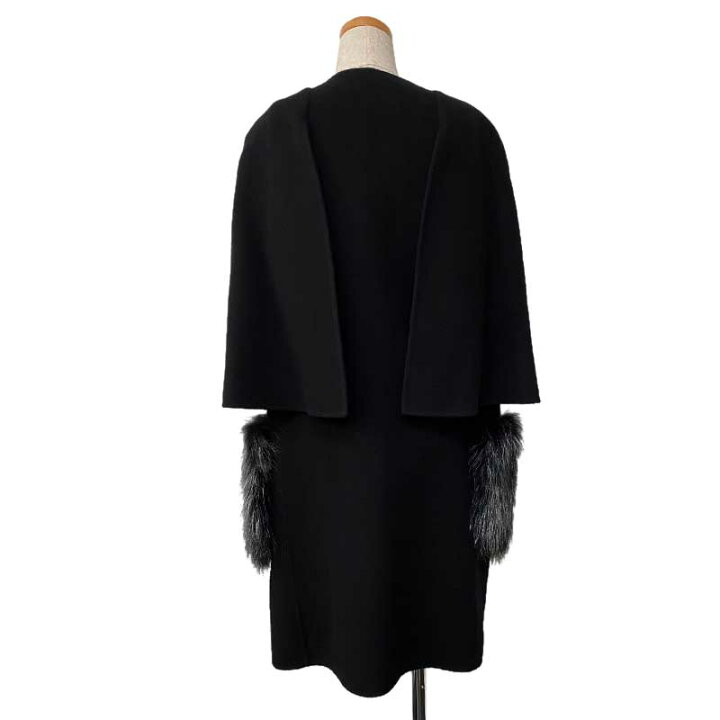 楽天市場】FENDI フェンディ ケープコート ブラック カシミヤ シルバー 