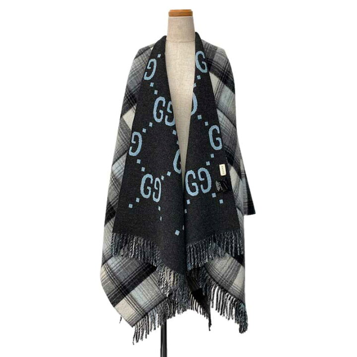 楽天市場】GUCCI グッチ リバーシブル GG ポンチョ ケープ グレー  