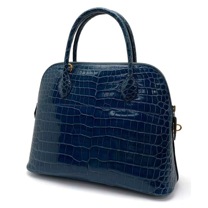 楽天市場】HERMES エルメス ボリード 31cm ポロサス ブルー ゴールド 