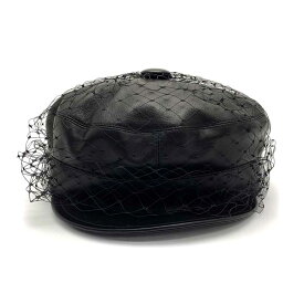 Christian Dior クリスチャン・ディオール DIOR PARIS REVOLUTION キャプ ラムスキン ナイロン ブラック #57 85PAR920G700_C900 ベール付き ゴールド金具 帽子 キャスケット 【未使用】
