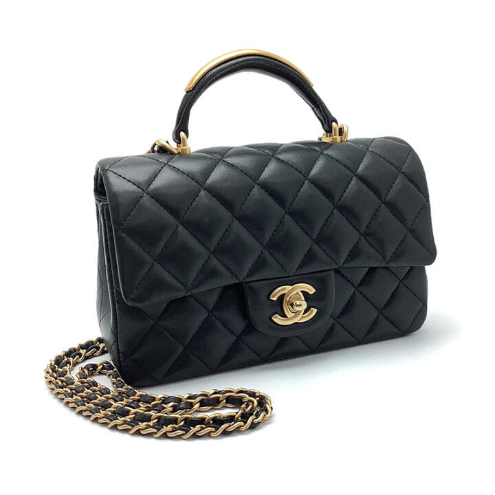 楽天市場】CHANEL シャネル トップハンドル ミニフラップバッグ 